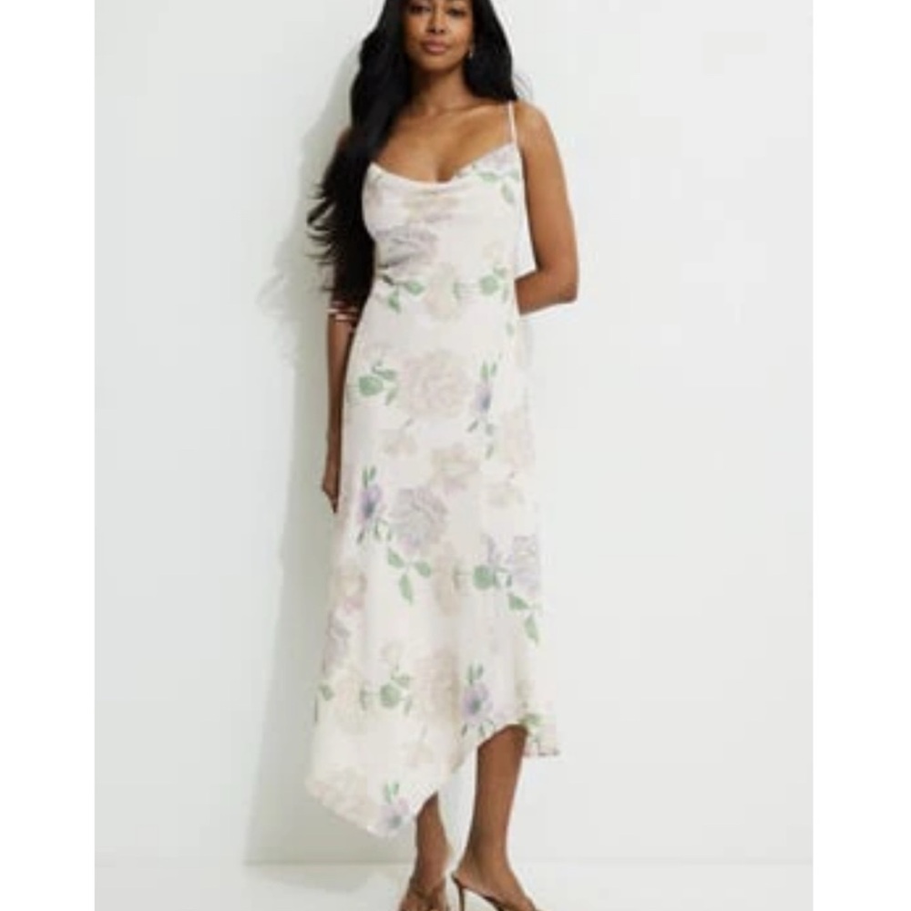 Dynamite Pastel Floral Asymmetrical Slip Dress